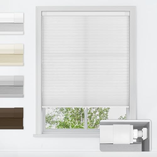 LazBlinds No Drill Cordless Cellular Shades, 30" W x 48" H, White by LazBlinds