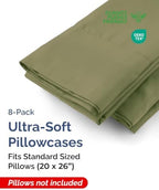 Standard Pillow Cases - 8 Pack Pillowcase Covers - 20" x 26" (Sage Green) - Image 2