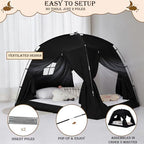 Akiky Bed Tent Bed Canopy Privacy Sleeping Space on Bed Breathable Canopy Tents Blackout Tent(Black,Twin) - Image 6