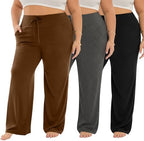3 Pack Pajama Pants Women Wide Leg Lounge Yoga Pants with Pockets by JOYLADY