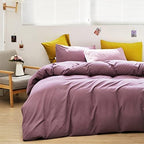 Luxlovery Purple Comforter Set Queen Pale Mauve Bedding Comforter Set Modern Solid Lilac Dusty Purple Blanket Soft Breathable Blanket Quilts 3 Piece Bedding Set for Women - Image 2