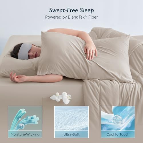 Breescape Cooling Pillow Cases King Size Set of 2, BlendTek™ Cooling Technology for Hot Sleepers & Night Sweats, Silky Soft Cool Pillowcases for Hair & Skin Care, 20" x 36", Beige - Image 3