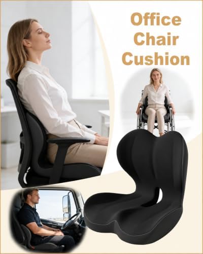 Office Chair Seat Cushion with Back Lumbar Support, Ergonomic Memory Foam - Image 3