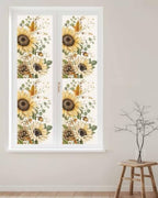Window Privacy Film Frosted, Pumpkins Sunflower Fall Reusable Static Cling Window Tints, Thanksgiving Botanical Rustic Heat Control Windows Films for Offices, Balcony, 29.5 x 118 Inches - Image 2