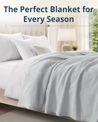 LANE LINEN 100% Cotton Blankets Queen Size, 300 GSM, Soft - Oyster Mushroom - Image 2