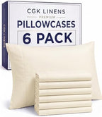 King Standard Pillow Cases - 6 Pack Pillowcases, 20" x 36" - Off White by CGKUnlimited