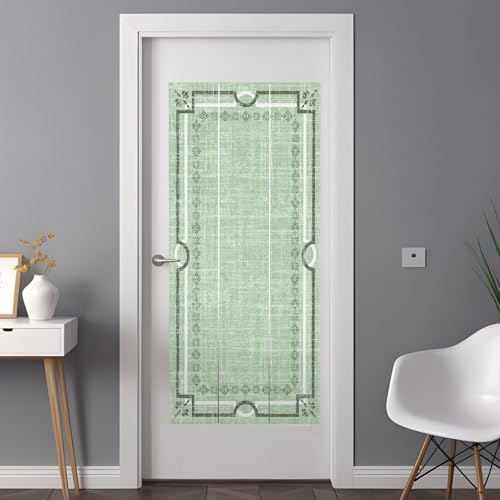 Window Privacy Film Frosted, Sage Green Botanical Non-Adhesive Static Cling Window Tint, Vintage Florals Geometric Minimalist Insulated Windows Frosted Films for Living Room, 35.4 x 78.7 Inches - Image 3