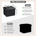 AmasSmile Ottoman with Storage,Folding Chest,17" Leather,Black 2 Pack - Image 3