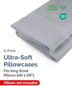 King Pillow Cases - 6 Pack Soft Pillowcase Covers - 20" x 40" (Steel Blue) - Image 2