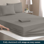 Mocassi Queen Size 4-Piece Bed Sheet Set - 1800 Premium Hotel Quality Microfiber 18-24 Inches Extra Deep Pocket Fitted Sheet- Luxury Soft, Breathable, Wrinkle, and Fade Resistant, Gray - Image 4