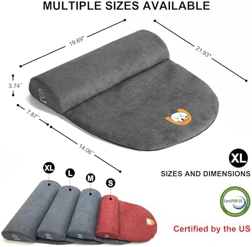 Dog Bolster Pillow for Extra Large Dogs, Benefit for Cervical Vertebra and Neck, Easy to Carry When Traveling, with High Resilience Foam, Machine Washable Cover＆Easy to Clean (Dark Gray, XL) - Image 3