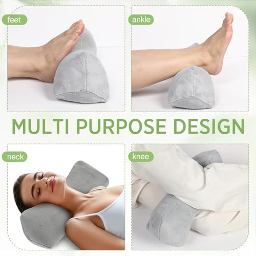 DoubleFill 2 Pcs Buckwheat Neck Pillow Adjustable, Gray, Plush - Image 4