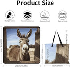 Funny Donkey Picnic Blanket 200x200cm, Foldable 2-in-1 Picnic Mat and Tote Bag Portable Waterproof Beach Mat Sandproof Outdoor Blanket for Park, Hiking, Beach, Camping, Travel - Image 3