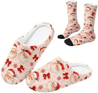 Jeiento Winter Fuzzy Slipper and Crew Socks Warm Winter Shoes Lightweight Soft Cushion House Slipper Bedroom Shoes by Jeiento