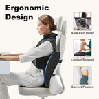 CILI Lumbar Support Pillow for Office Chair, Heated Back Support Pillow with Vibration, Back Massager for Chair, Back Rest Cushion Pillow for Desk Chair Sofa, Gifts for Mom Dad Women Men - Image 3