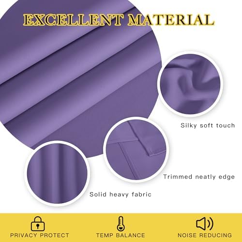 NICETOWN Blackout Lilac Purple Curtain 84 inches Long, Energy Saving Thermal Drape Grommet Sound Reducing Light Blocking Window Treatment for Baby Nursery Bedroom, 1 Panel, W100 x L84 - Image 3