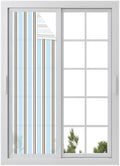 Window Privacy Film Frosted, Light Brown Blue Striped Reusable Static Cling Window Tints, Modern Farmhouse Vertical Stripes Heat Control Windows Films for Offices, Balcony, 29.5 x 118 Inches by Unknown