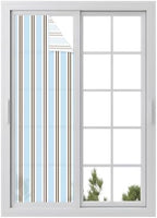 Window Privacy Film Frosted, Light Brown Blue Striped Reusable Static Cling Window Tints, Modern Farmhouse Vertical Stripes Heat Control Windows Films for Offices, Balcony, 29.5 x 118 Inches by Unknown