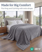 Fleece Blanket Oversized King - Ultra-Soft Warm Flannel Blanket - Dark Grey - Image 3