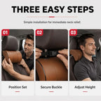 ROWPOZ Ergonomic Memory Foam Car Headrest Pillow, Universal Neck Pillow for Car (Brown) - Image 3