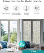 Window Privacy Film Frosted, Blue Pumpkins Fall Reusable Static Cling Window Tints, Thanksgiving Tropical Palm Rustic Heat Control Windows Films for Offices, Balcony, 29.5 x 118 Inches - Image 6