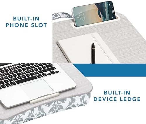 LAPGEAR Designer Lap Desk – Gray Damask, 2-Pack with Storage Basket - Image 5
