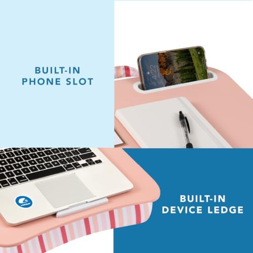 LAPGEAR Designer Lap Desk – Pink Stripes, 2-Pack with Storage Basket - Image 5