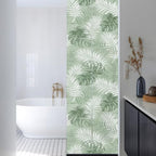 Window Privacy Film Frosted, Sage Green Palm Trees Tropical Reusable Static Cling Window Tints, Summer Beach Botanical Heat Control Windows Films for Offices, Balcony, 29.5 x 118 Inches - Image 3