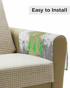 Sofa Armrest Organizer Bedside Caddy, Sage Green Cement Gray Non Slip Couch Remote Control Holder for Recliner, Modern Abstract Art Green Armchair Caddy with Pocket for Magazine, Phone, 19.7"x35" - Image 4