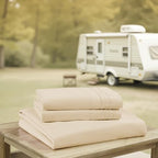 Camping Sheets King Size - Outdoor Air Mattress Sheet Set – Built-in Corner Straps for Air Mattress & Camping Use – Designed for Inflatable Beds & Tailgate Sleepovers, Beige - Image 3