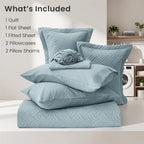 Love's cabin Quilts for Queen Bedspreads, 7 Pieces Bed in a Bag, Light Blue - Image 6