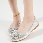 Flats Shoes for Women Rhinestone Wedding Ballerina Shoes Foldable Sparkly Comfort Slip on Flat Dressy Flats - Image 2