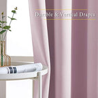 NICETOWN Blackout Pink Curtains for Girls Room - Thermal Insulated Solid Grommet Room Darkening Curtains/Panels/Drape for Bedroom (Lavender Pink=Baby Pink, 1 Pair, 52 by 84-Inch) - Image 3