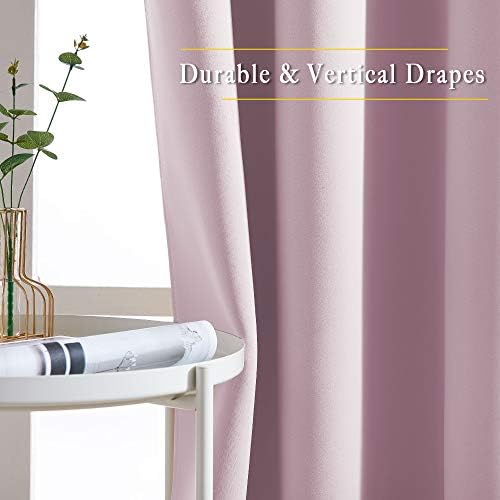 NICETOWN Blackout Pink Curtains for Girls Room - Thermal Insulated Solid Grommet Room Darkening Curtains/Panels/Drape for Bedroom (Lavender Pink=Baby Pink, 1 Pair, 52 by 84-Inch) - Image 3