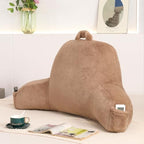 Soft Reading Pillow for Bed with Arms,Middle,Khaki,Faux Fur by PAJEO