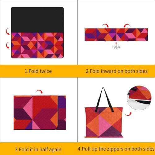 Large Waterproof Picnic Blankets Abstract Pattern Pink Red 78.7"x78.7" - Image 4