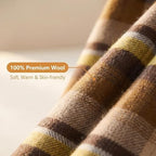 Pure Wool Plaid Throw Blanket,Super Soft Lightweight Home Decorative Throw - Image 2