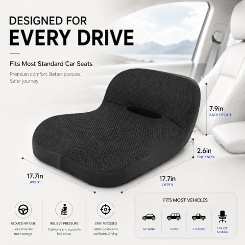 Car Seat Cushion with Integrated Lumbar Support, Memory Foam Pain Relief - Image 7