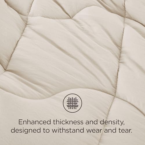 Bedsure Twin Comforter - Twin Duvet Insert for All Season, Ultra-Soft Quilted Down Alternative Comforter, Blanket for Bed, Prewashed Duvet Insert with 4 Tabs, Machine Washabl, Cream, 88x68 in - Image 4