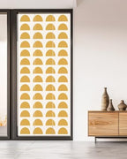 Window Privacy Film Frosted, Yellow Boho Non-Adhesive Static Cling Window Tint, Middle Century Geometric Abstract Art Insulated Windows Frosted Films for Living Room, 35.4 x 78.7 Inches - Image 5