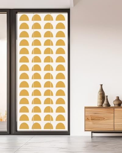 Window Privacy Film Frosted, Yellow Boho Non-Adhesive Static Cling Window Tint, Middle Century Geometric Abstract Art Insulated Windows Frosted Films for Living Room, 35.4 x 78.7 Inches - Image 5