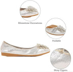 Flats Shoes for Women Rhinestone Wedding Ballerina Shoes Foldable Sparkly Comfort Slip on Flat Dressy Flats - Image 4