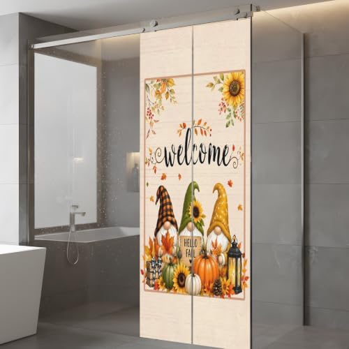 Window Privacy Film Frosted, Thanksgiving Static Cling Door Window Covering, Fall Gnomes Pumpkin Maple Leaf Sunflowers UV Blocking Windows Film for Office, Hotel, Bedroom, 29.5 x 78.7 Inches - Image 5