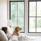 Window Privacy Film Frosted, Light Green Botanical Static Cling Door Window Covering, Summer Palm Leaves Foliage Tropical UV Blocking Windows Film for Office, Hotel, Bedroom, 29.5 x 78.7 Inches - Image 2