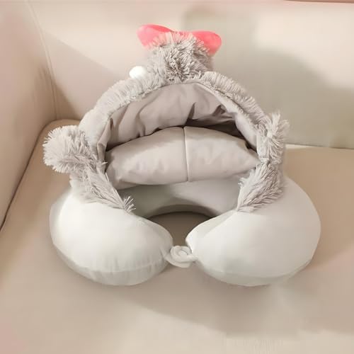 Tokisaki Inosuke Cosplay Hooded Travel Neck Pillow U Shaped Memory Foam Pillows with Hood Headrest Supplies for Airplane Office Train Car(One Size,AZHU-11-Grey) - Image 2