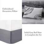 Madison Park Essentials Twin Comforter Set, Bed in a Bag, Watercolor Print Coastal Comforter & Chambray Cotton Sheet Set, All Season Bedding Set, Saben, Black Twin (68 in x 86 in) 7 Piece - Image 5