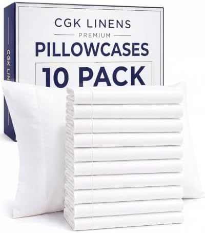 Standard Pillow Cases - 10 Pack Soft Pillowcase Covers - 20" x 26" (White) by CGKUnlimited