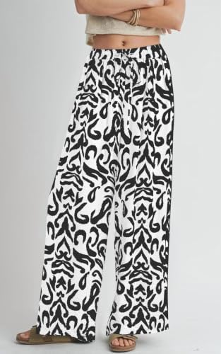 PRETTYGARDEN Womens Pants Elastic Waist Striped Lightweight Palazzo Pant - Image 2