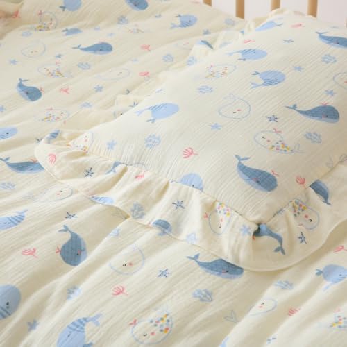 100% Cotton Muslin Toddler Pillowcase 2 Pack，13"x 18" Ultra Soft Breathable Travel Pillow Case Cover,Ruffle Pillow Case for Newborn,Nursery,Boys,Girls,Machine Washable - Image 4