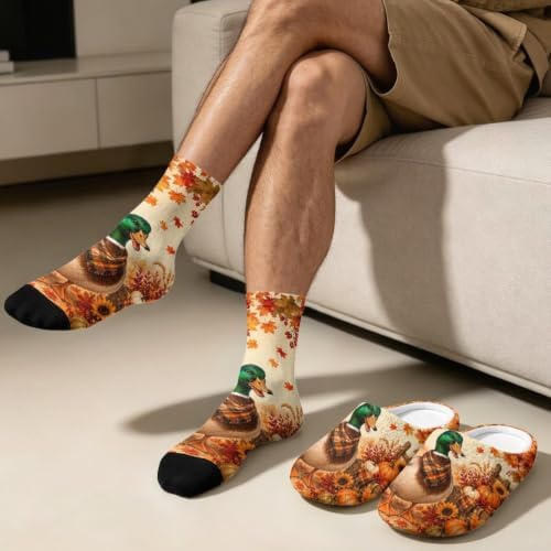 Jeiento Fuzzy Slippers and Sock Set Women's Warm Cozy Memory Foam House Shoes Soft Slip-on Slides - Image 3